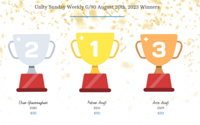 Unity Sunday Weekly G/30 August 20th, 2023 Winners